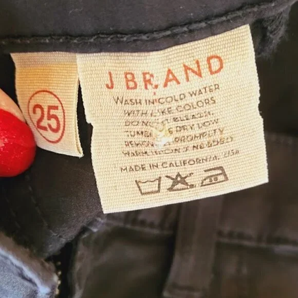 J Brand Skinny Leg Pants With Velvet Tuxedo Stripe Black Womens Size 25 - Picture 11 of 13